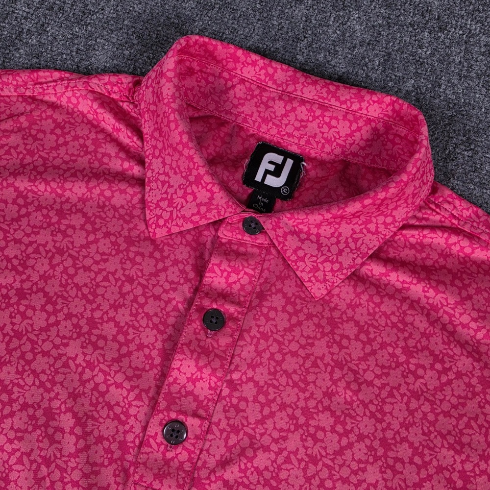 FootJoy Golf Polo Mens XL Pink Floral Performance Short Sleeve Shirt 28140